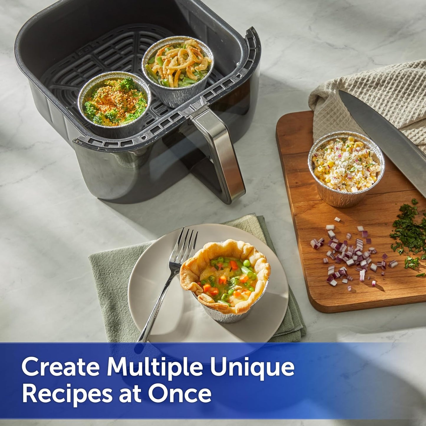 Reynolds Kitchens Air Fryer Cups, Easily Cook Individual Air Fryer Food and Non-Traditional Foods, Great for Meal Prepping and Picky Eaters, Oven-Safe and Grill-Safe, 10 Pack, 8 fl oz.