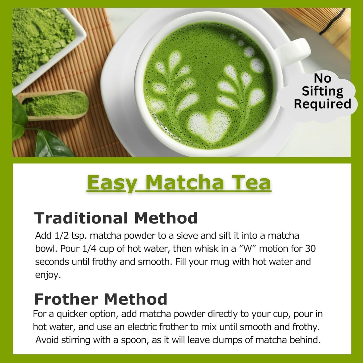 Cherie Sweet Heart Organic Matcha Green Tea Powder - Premium Culinary Grade, Authentic Japanese Origin, Antioxidant-Rich, Gluten-Free, Vegan – Perfect for Lattes, Cooking, Baking & Smoothies – 16oz Resealable Bag