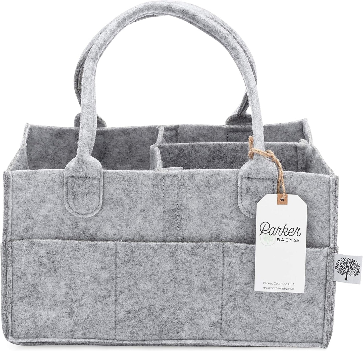 Parker Baby Diaper Caddy - Nursery Storage Bin and Car Organizer for Diapers and Baby Wipes - Gray, Regular