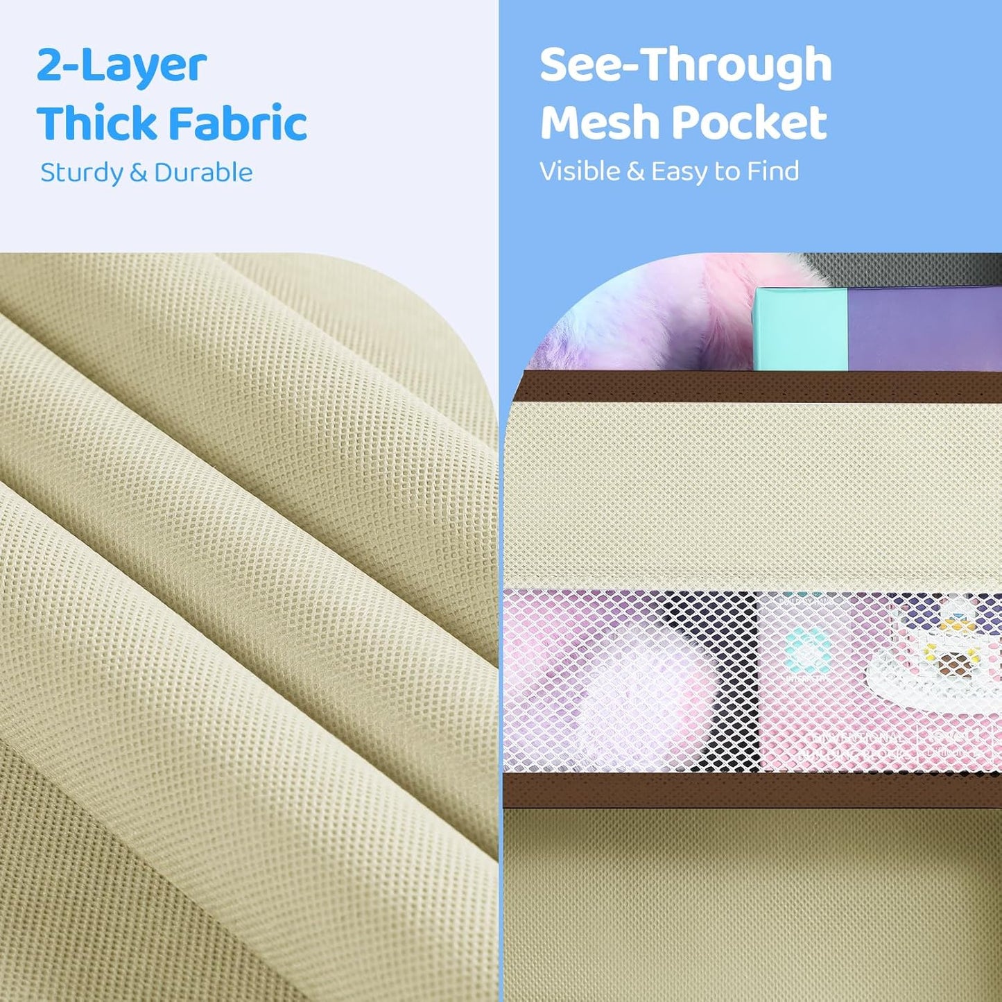 Yecaye 2 Pack Over the Door Organizer, 35.2lbs Load Toy Stuffed Animal Storage, Swing-proof Hanging Bathroom Organizers and Storage for Nursery Newborn Baby Essential Stuff Dorm Room Essentials Beige