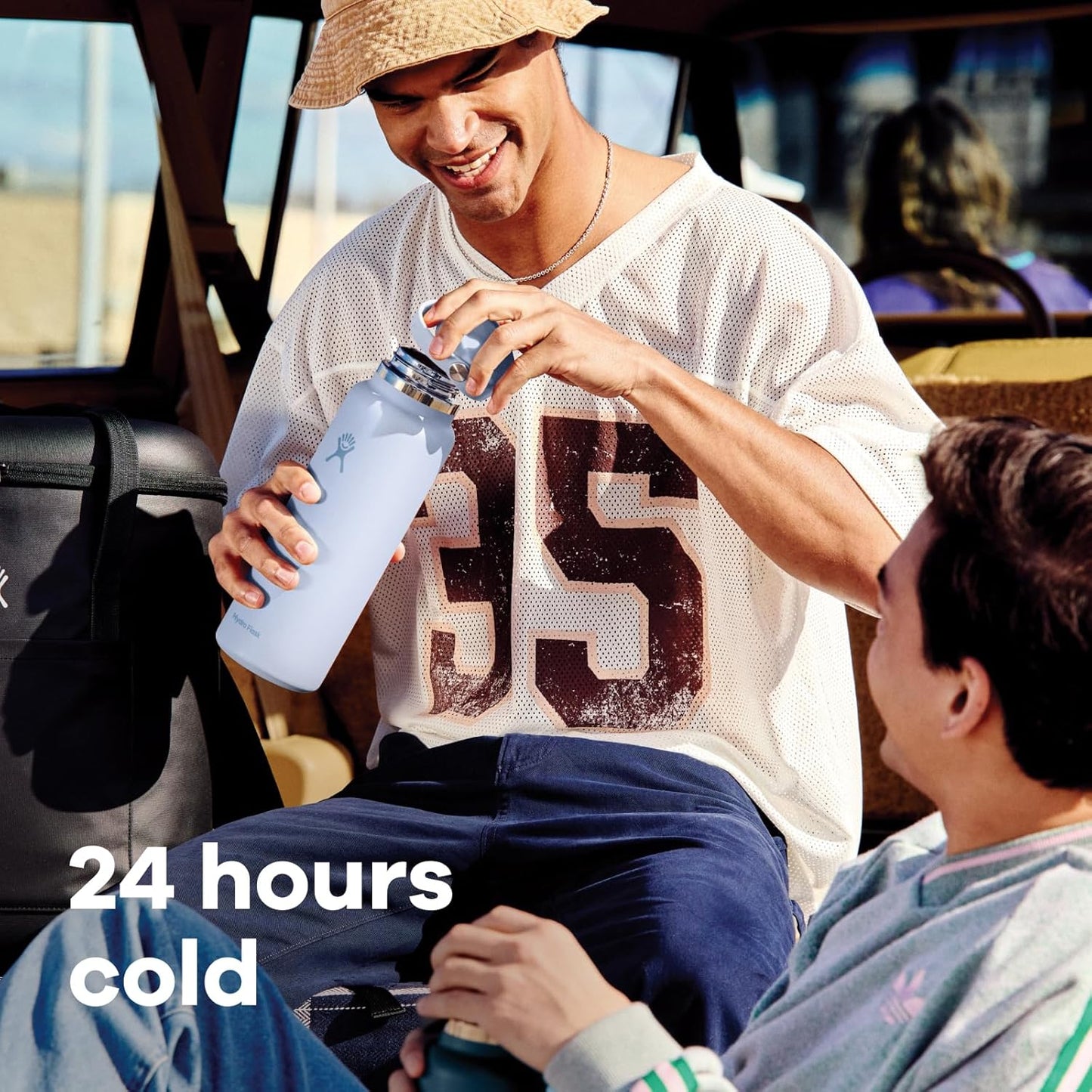 Hydro Flask Water Bottle - Insulated Stainless Steel - Wide Mouth Flex Straw Lid, Non Spill, Leakproof and Refillable in 32 Oz Sandpiper