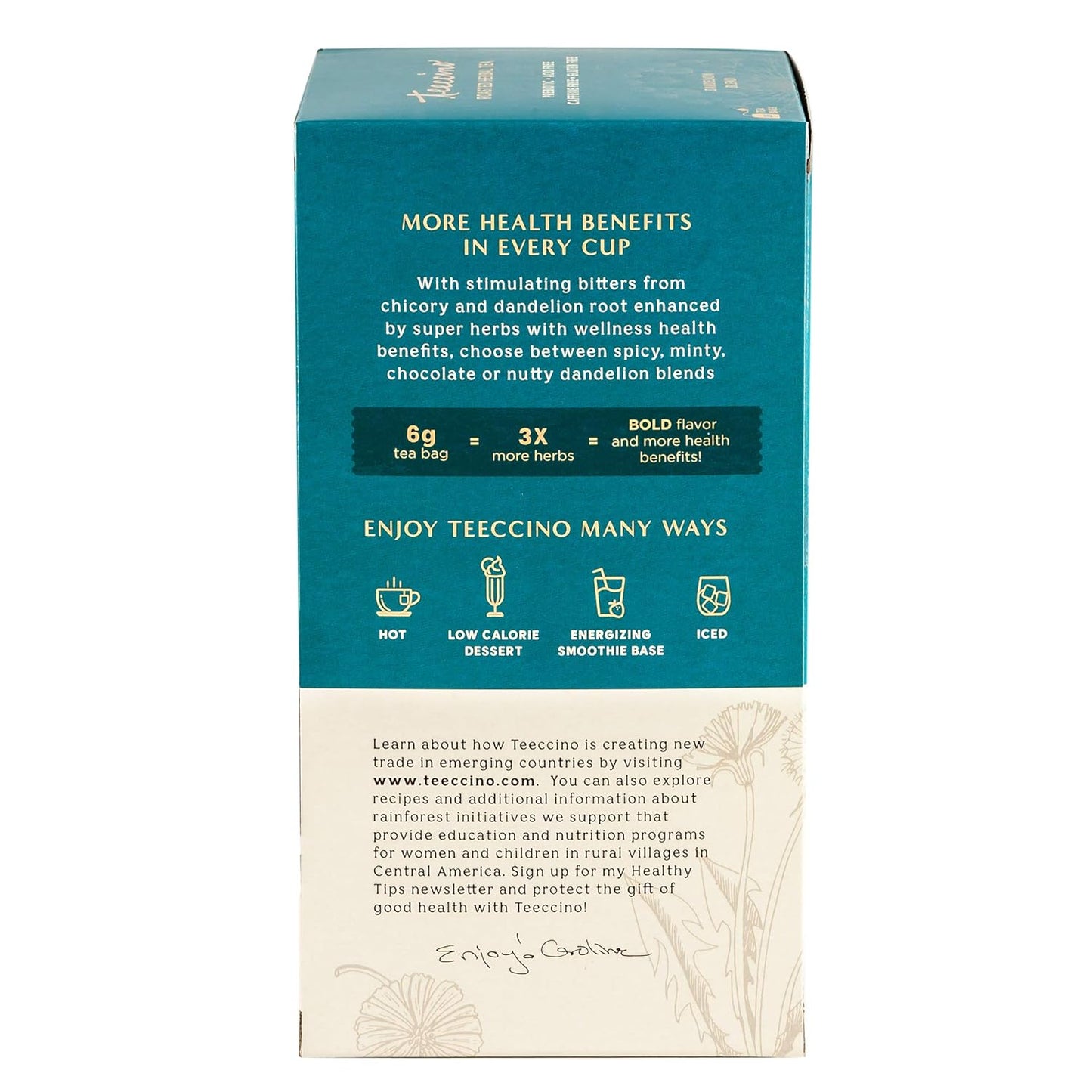 Teeccino Dandelion Red Chai Tea - Caffeine-Free, Roasted Herbal Tea with Prebiotics, 3x More Herbs than Regular Tea Bags, Gluten Free - 25 Tea Bags