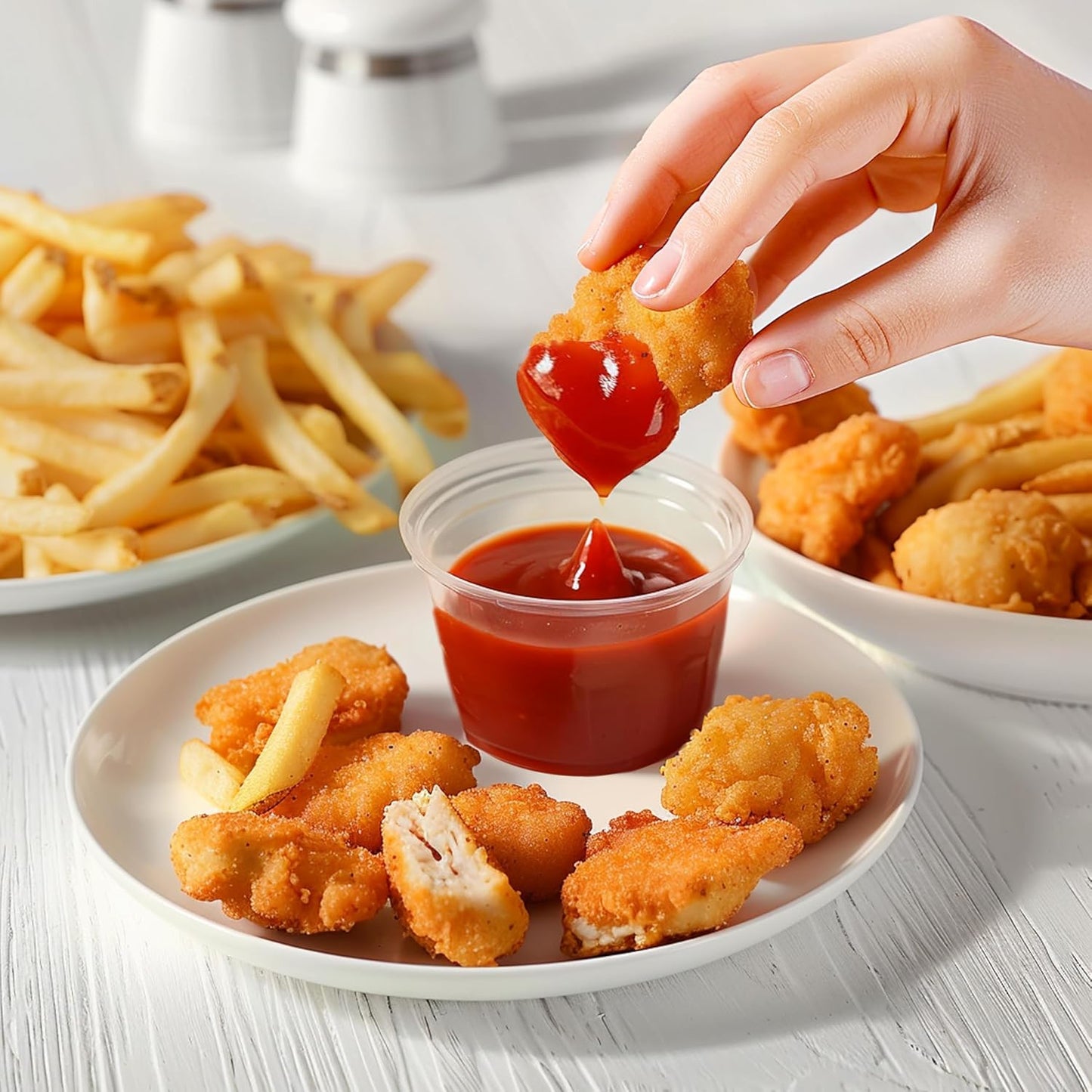 TashiBox 200 Sets - 4 oz Portion Cups With Lids, Small Plastic Containers, Airtight and Stackable Souffle Cups for Jello Shots, Sauce, Condiments, Lunch, Party, Trips