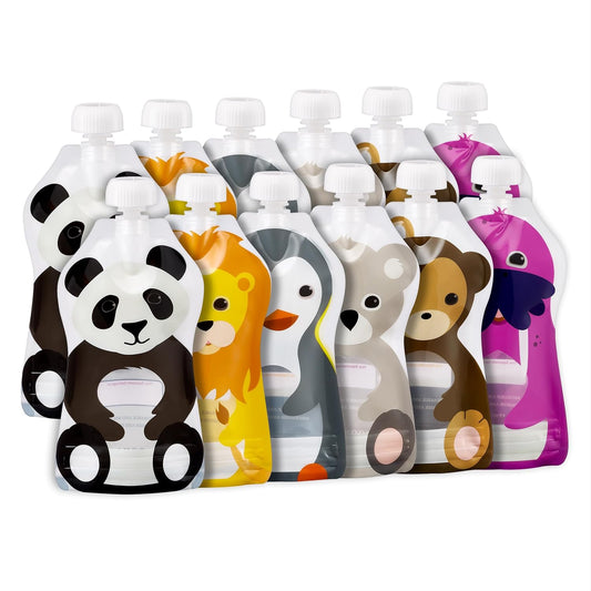 Squooshi Reusable Baby Food Pouches for Toddlers | BPA Free Plastic, Food Safe, Freezer Safe | Refillable for Applesauce Yogurt & Puree Squeeze Pouch
