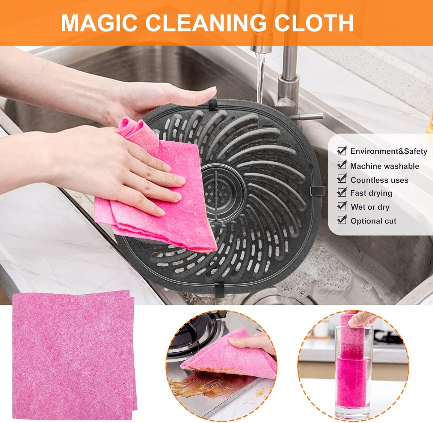 7QT Air Fryer Grill Pan Replacement Parts for PowerXL Gowise Air Fryers, 7QT Upgraded Grill Crisper Plate Tray Rack Grid Shelf with Rubber Bumpers for PowerXL, Non-stick, Dishwasher Safe