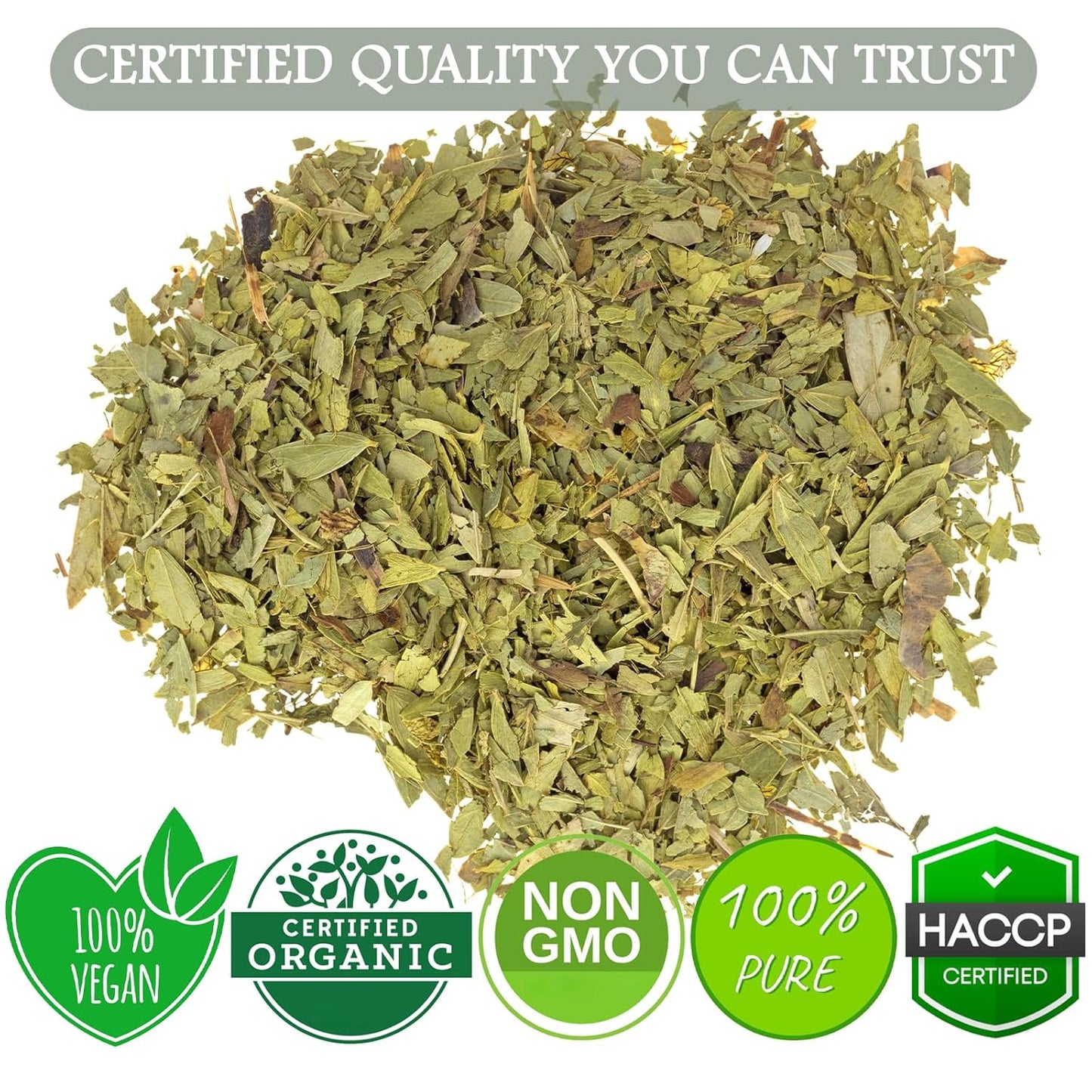Cure Wid Pure Certified Organic Dried Senna Leaves 4oz Resealable Pack - Non-GMO Organic Senna Tea For Constipation Relief - Senna Leaf Tea To Support Digestion & Regulate Bowel Movements Hojas De Sen