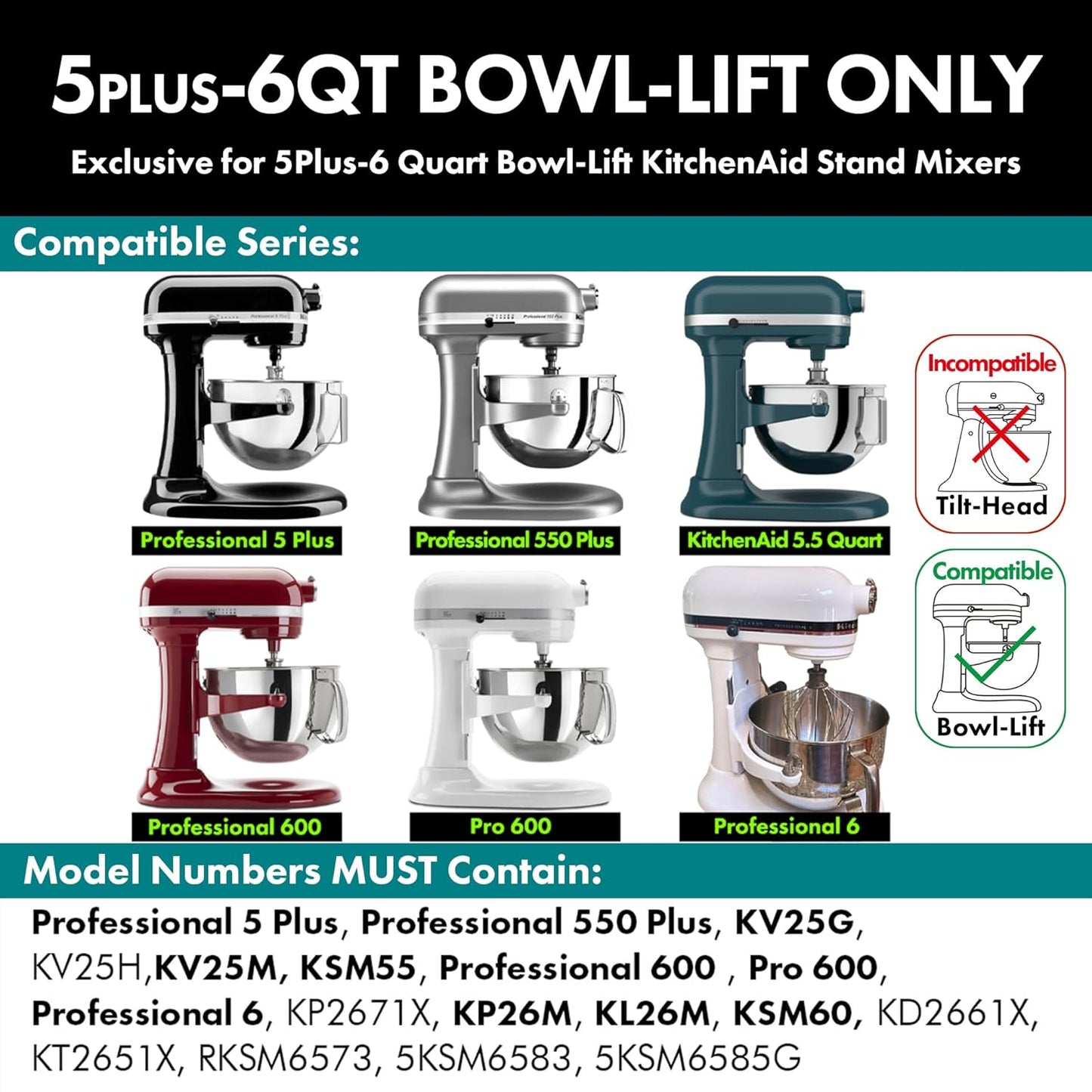 Flat Beater Replacement for KitchenAid 5plus/6 Qt. Bowl-Lift Stand Mixers/Polished 18/8 Stainless Steel Paddle Accessories/No coating/Dishwasher Safe/Replacement for KN256CBT