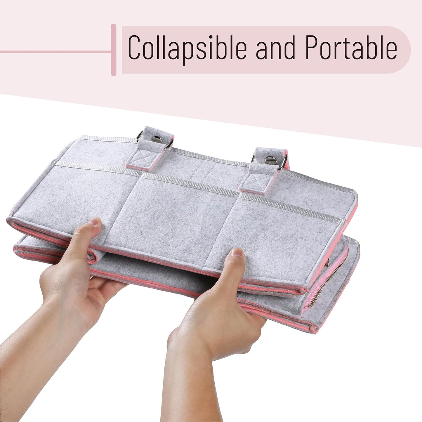 Mr. Pen- Baby Diaper Caddy Organizer, 1 Pack, Pink Inside, Baby Caddy Organizer with Handle, Compact Size, Collapsible & Portable