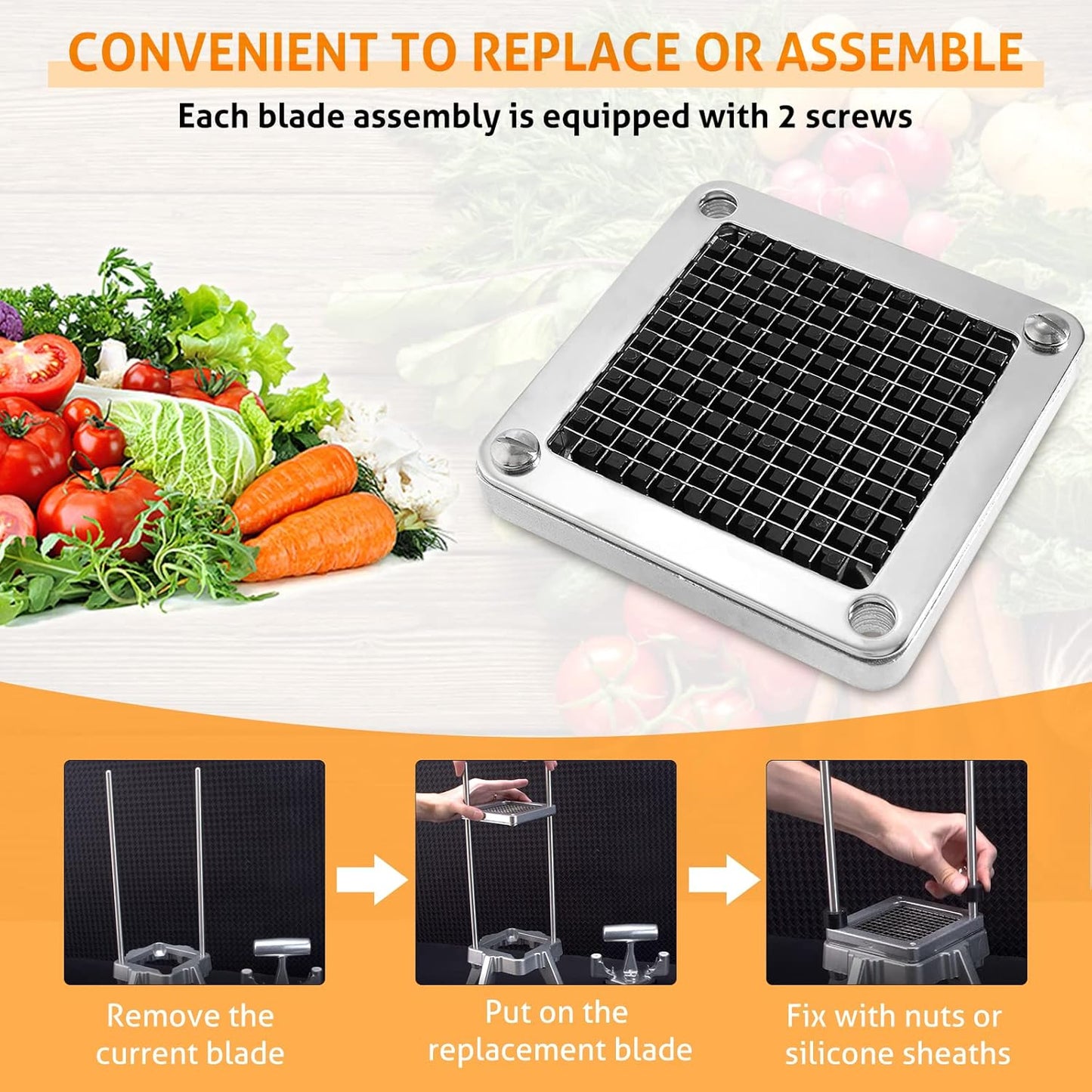 WICHEMI Replacement 1/4" Stainless Steel Chopper Blade for Commercial Vegetable Chopper