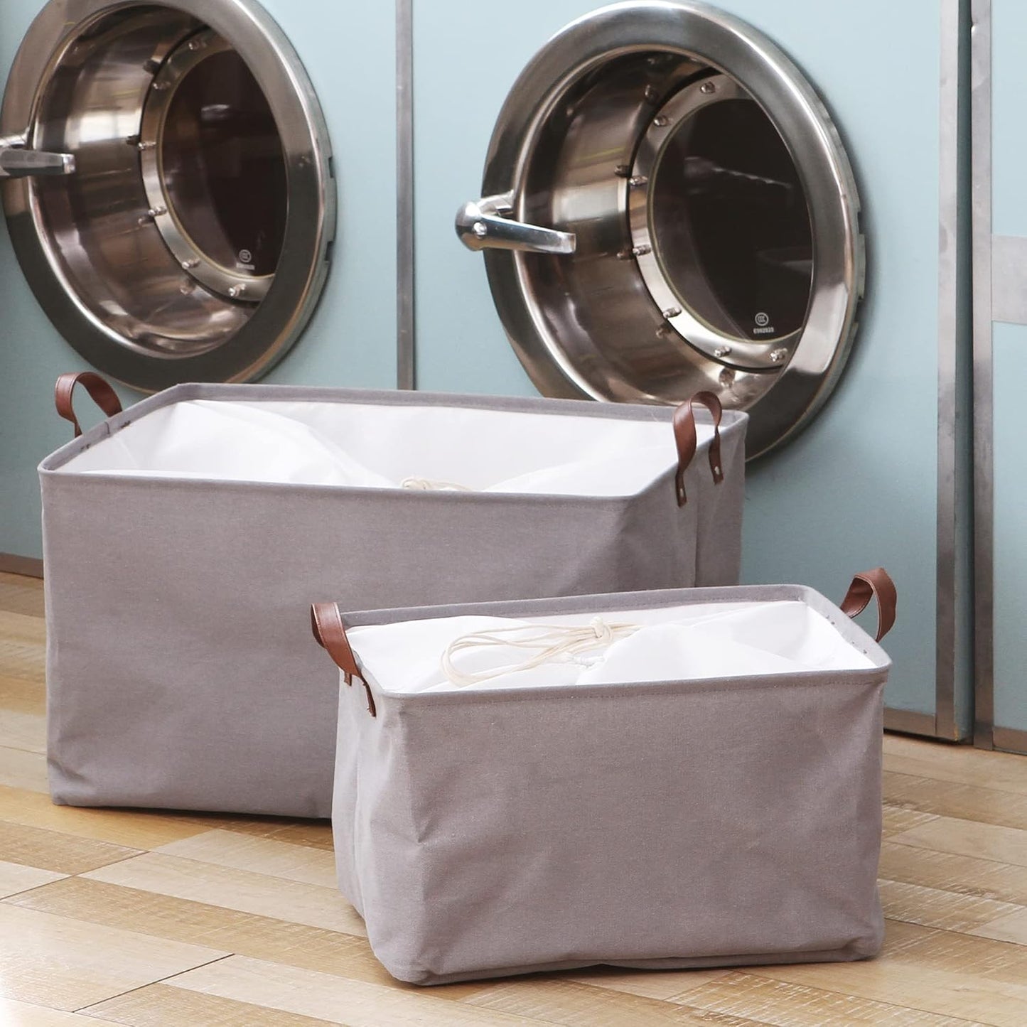 Hinwo 70L Extra Large Storage Bins, 6-Pack Closet Organizers and Storage, Foldable Clothes Storage Baskets with Handles, Containers for Clothing, Blanket, Comforters, Toys, Bedding (Gray)