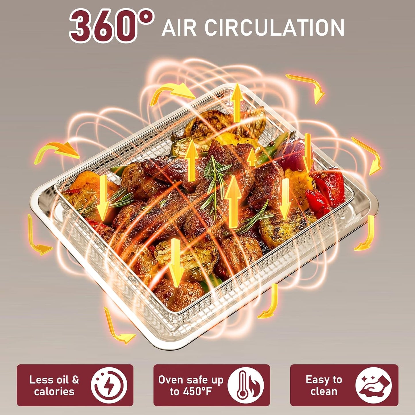 Stainless Steel Air Fryer Basket and Tray for Cuisinart TOA-60/TOA-65/TOA-70 Oven, Air Fryer Tray Replacement for Ninja Combi Cooker SFP701 Air Fryer Basket for Oven Air Fryer Pan Accessories for Oven