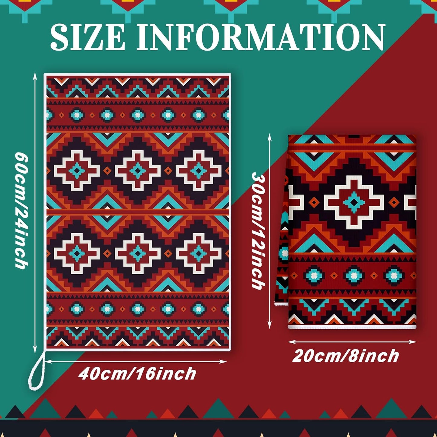 Boyiee Set of 6 Southwestern Kitchen Towels Boho Aztec Theme Dishtowel Native American Hand Tea Towels 24 x 16 Inches for Absorbent Kitchen Decor with Hanging Loop for Room Home Housewarming Gift