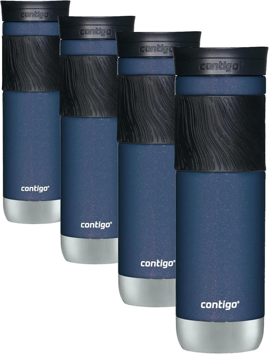 Contigo Byron Travel Mug, Insulated Stainless Steel, 24oz | Leak-Proof Lid | BPA-Free | ThermoLock Insulation | Pack of 4