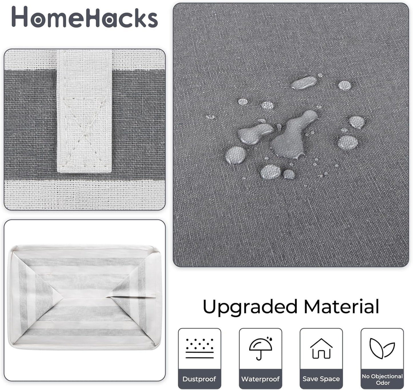 HomeHacks 2 Pack Large Laundry Baskets, Waterproof, Freestanding Laundry Hampers, Collapsible Clothes Hamper with Reinforced Handles in Laundry, College Dorm, Bathroom, Bedroom (Grey+Pink, 75Lx2)