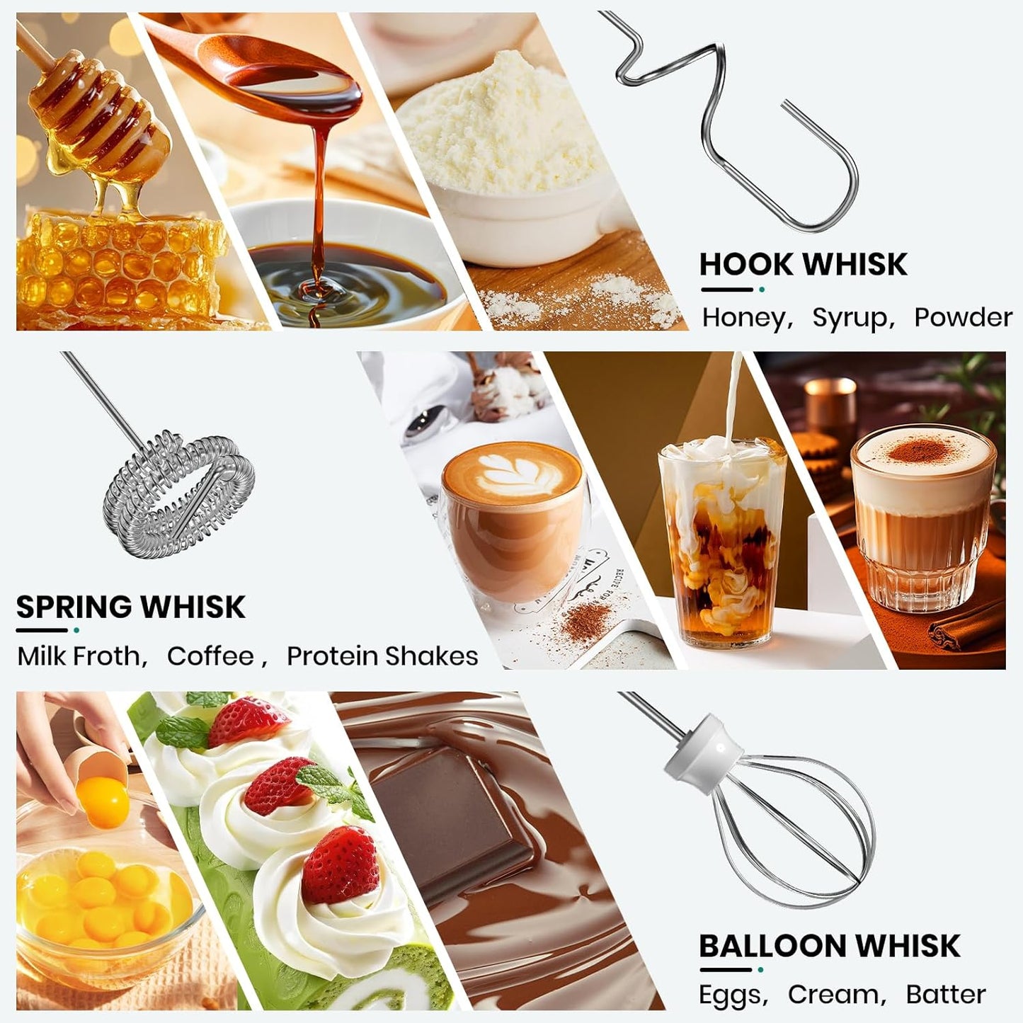 Milk Frother Handheld Rechargeable with Stand, Frother Wand Drink Mixer Electric Whisk for Coffee, Detachable With 3 Stainless Whisks, Hand Mixer for Lattes, Cappuccino, Matcha, Egg, Red