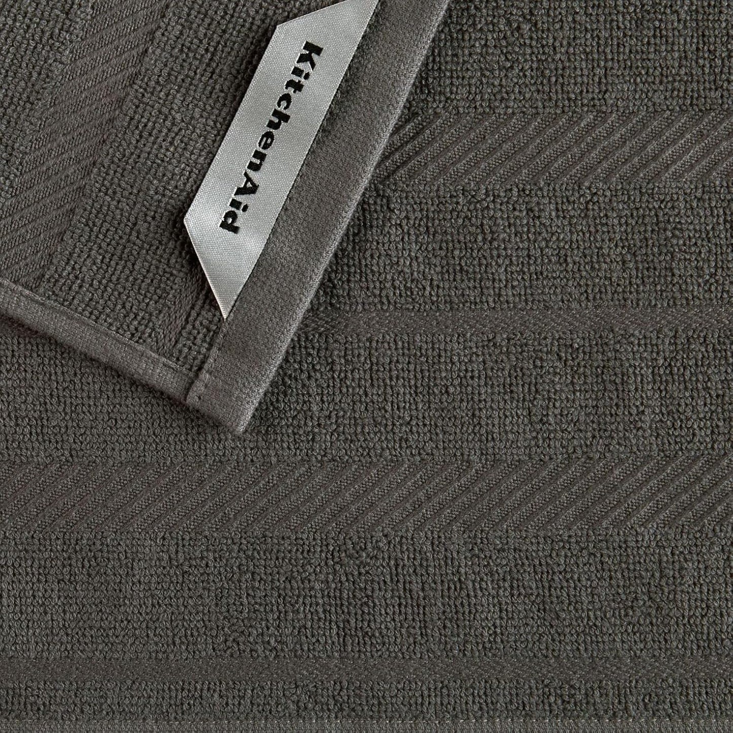 KitchenAid Albany Dishcloth 8 Pack Set, Charcoal Grey/White, 12"x12"