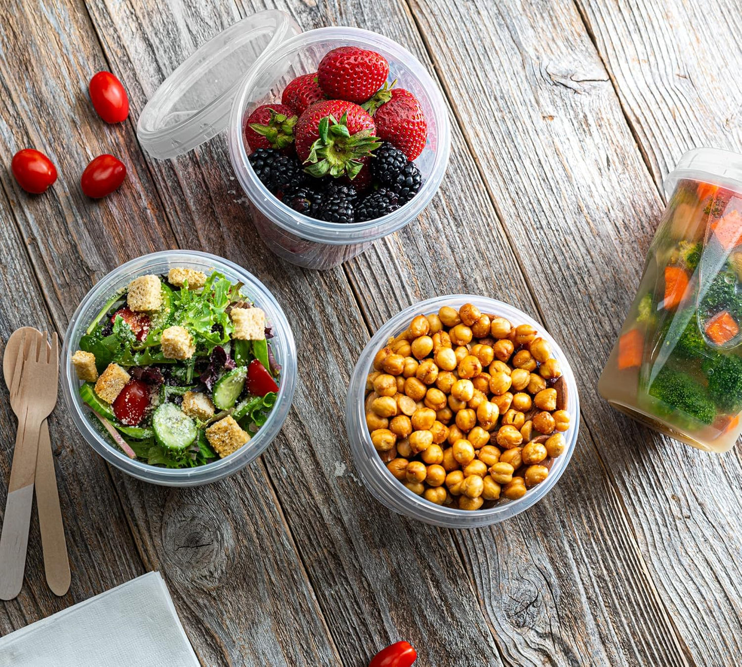 (32 Ounce 10 Pack) Clear Twist cap Containers With Screw on Lids Twist Top Food Storage Freezer Containers