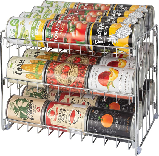 Kitchen Details 3 Tier Can Organizer | Canned Food Storage Rack | Kitchen Cabinet and Pantry Organization | Holds 36 Cans | Space Saving | Chrome