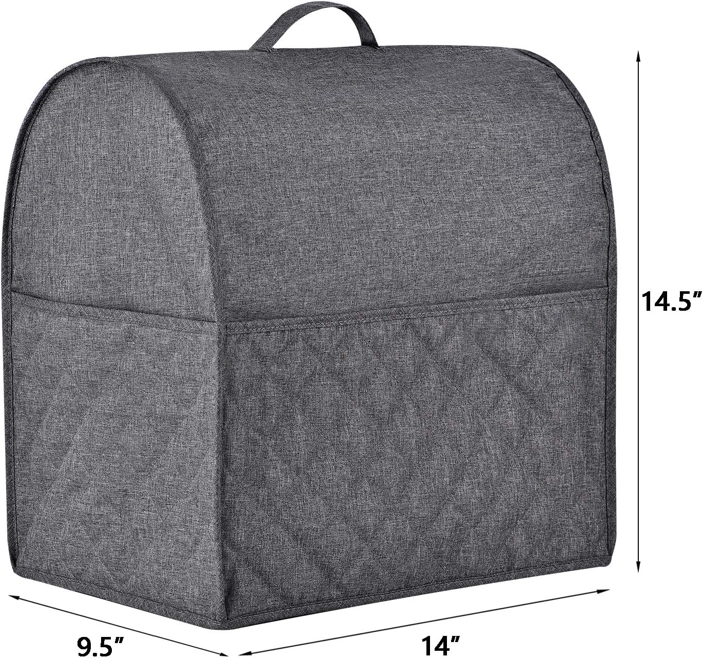 Stand Mixer Dust-proof Cover for KitchenAid Mixer，Multi Pockets for Various Kitchen Appliance Accessories，Water-resistant，Easy Cleaning (Grey, Fit for Tilt Head 4.5-5 Quart)