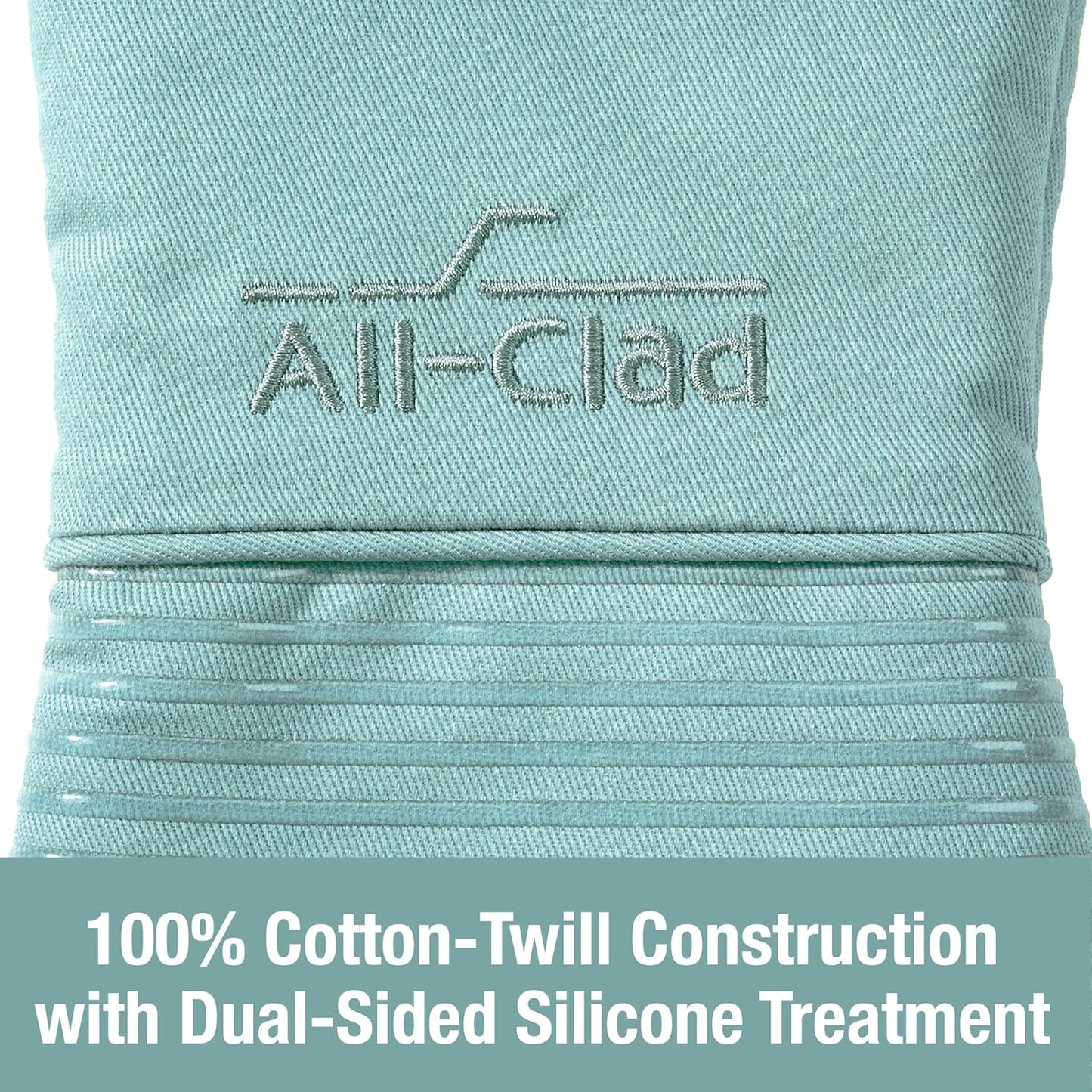 All-Clad Silicone Oven Mitt: Heat Resistant up to 500 Degrees - 100% Cotton & Silicone, 14"x7" Oven Mitt for Kitchen and Barbeque, 1-Pack, Rainfall