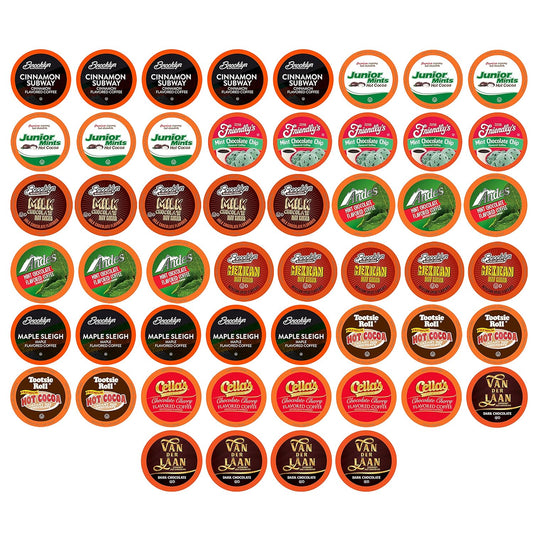 Two Rivers Coffee & Hot Chocolate Pods Sampler Compatible with K Cup Brewers Including 2.0, Single Serve Cocoa Variety Pack, 52 Count