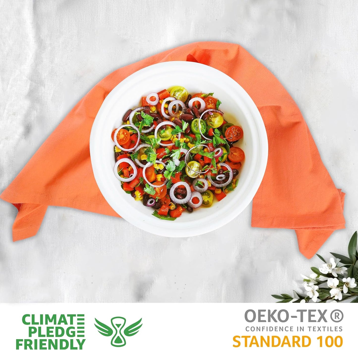 Urban Villa Halloween Flour Sack Kitchen Towels 27”x27” 12 Pack Orange Color Dish Towels 100% Cotton Flour Sack Kitchen Towels for Embroidery DIY Projects Cloth Diapers Cheese Strainers Dish Cloths