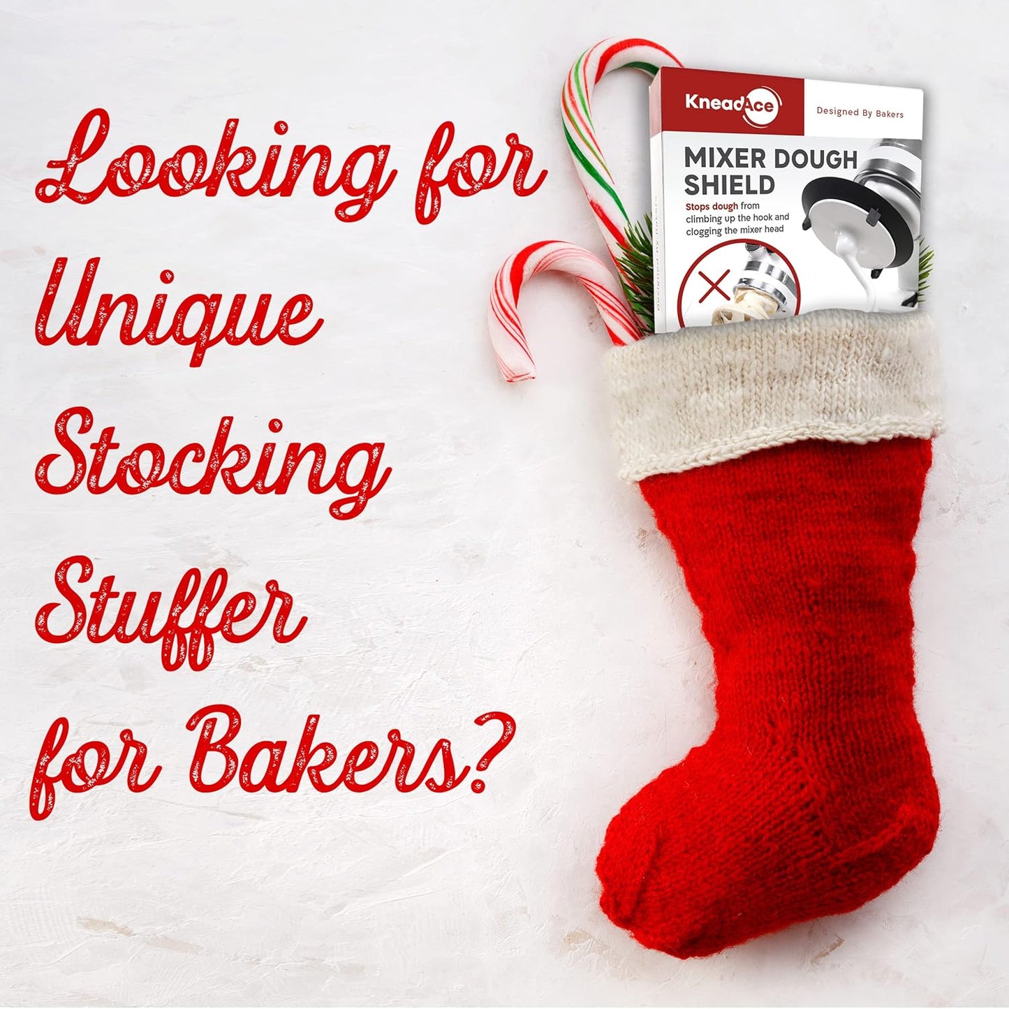 KneadAce Dough Hook Shield For Kitchen Aid - Prevents Your Dough from Climbing Up and Clogging Up Your Mixer – Mess Free Mixer Accessory Compatible With Most KitchenAid C Shape Dough Hooks (White)