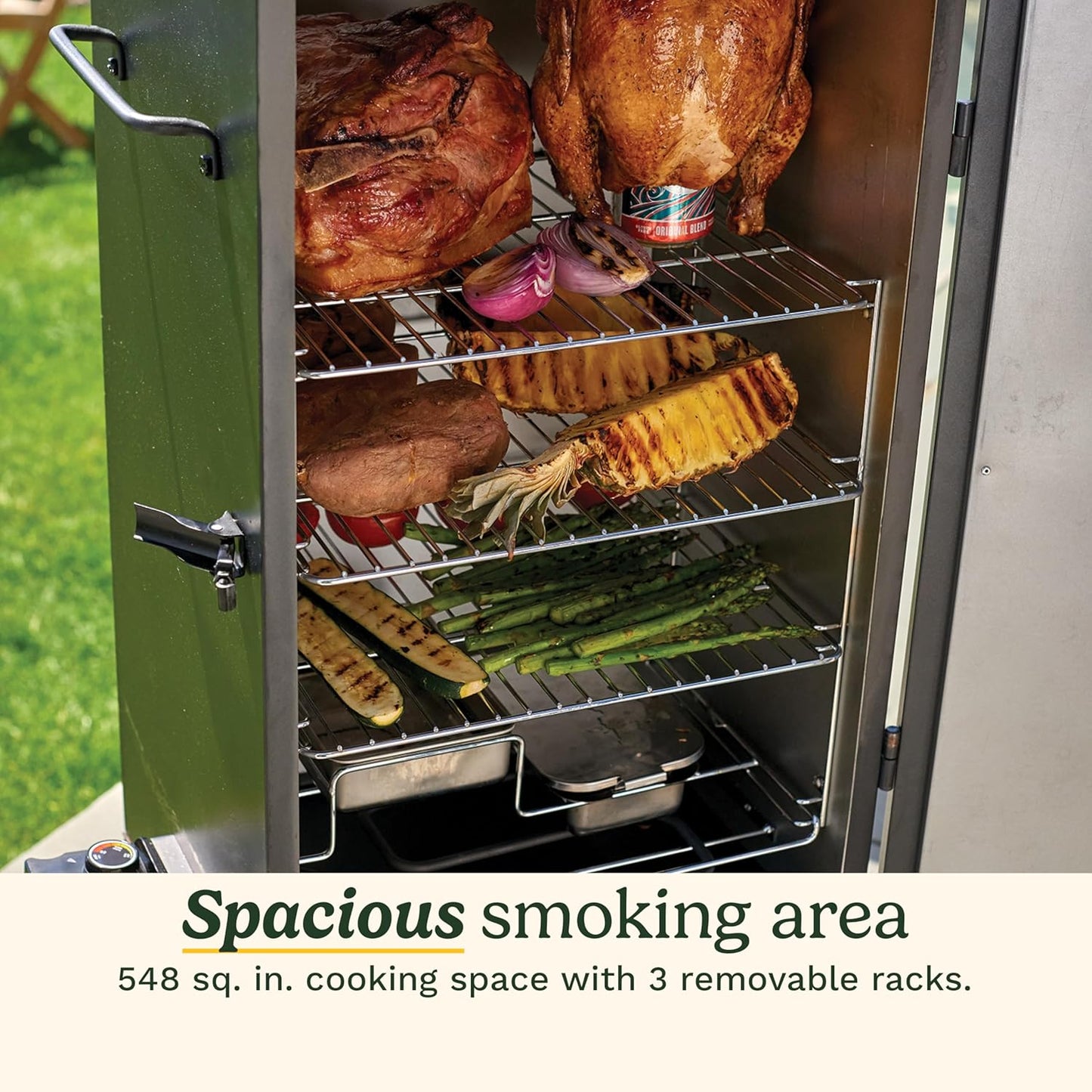 Cuisinart 30" Electric Smoker, 3 Adjustable Racks, Large Capacity BBQ Meat Smoker, Water & Wood Trays for Smoked Meat, Brisket, Salmon & Jerky, Adjustable Temperature Control