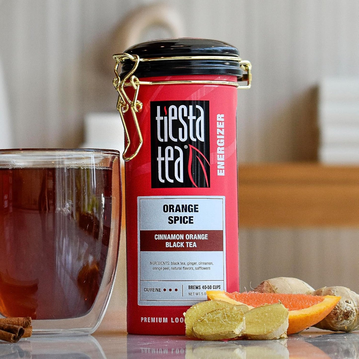 Tiesta Tea - Orange Spice Tea, Loose Leaf, Cinnamon Orange Black Tea, Premium High Caffeine Tea Blend, Make Hot or Iced & Up to 50 Cups, 5 oz Refillable Tin