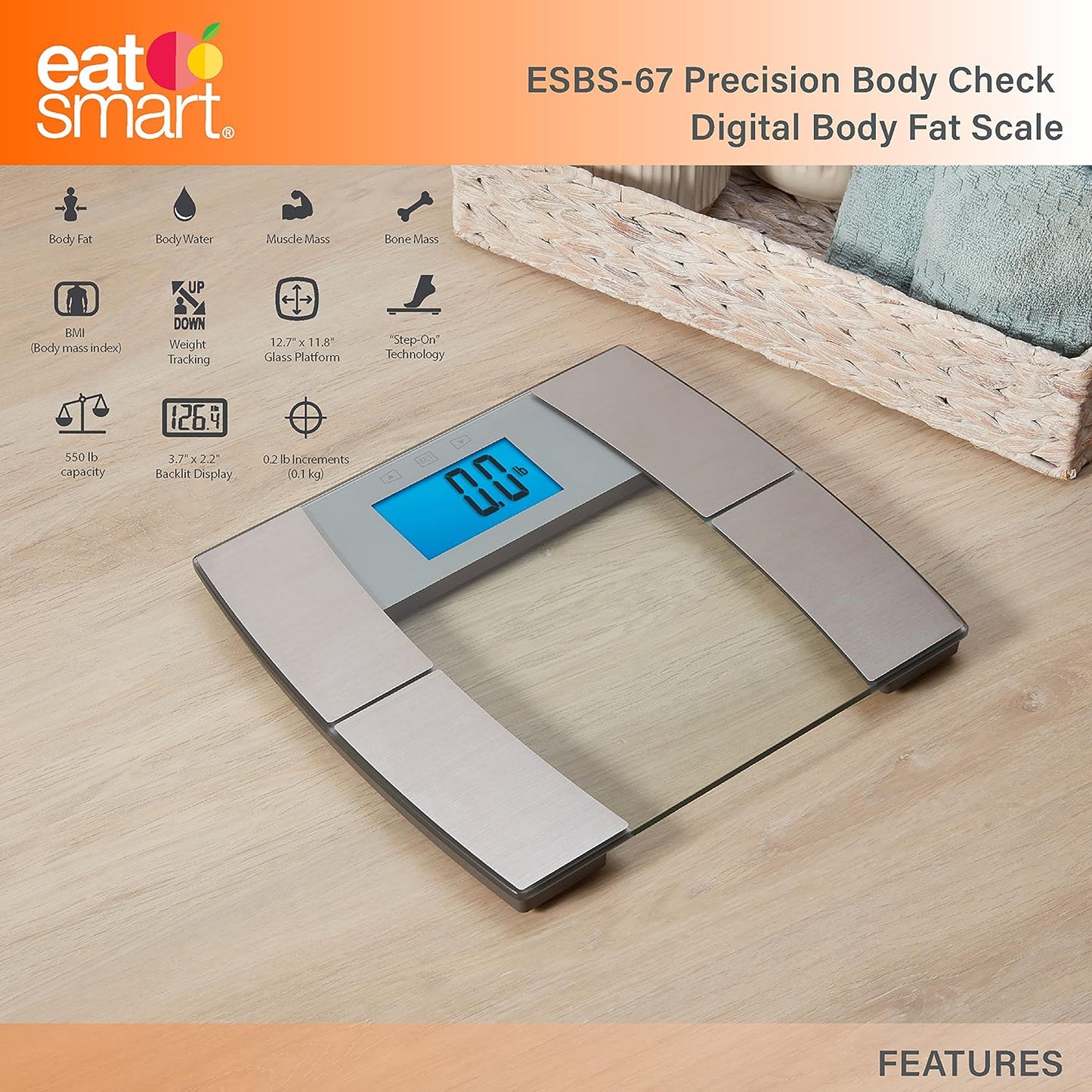 Eat Smart Precision Body Scale, Composition Digital Body Fat Scale for Body Weight