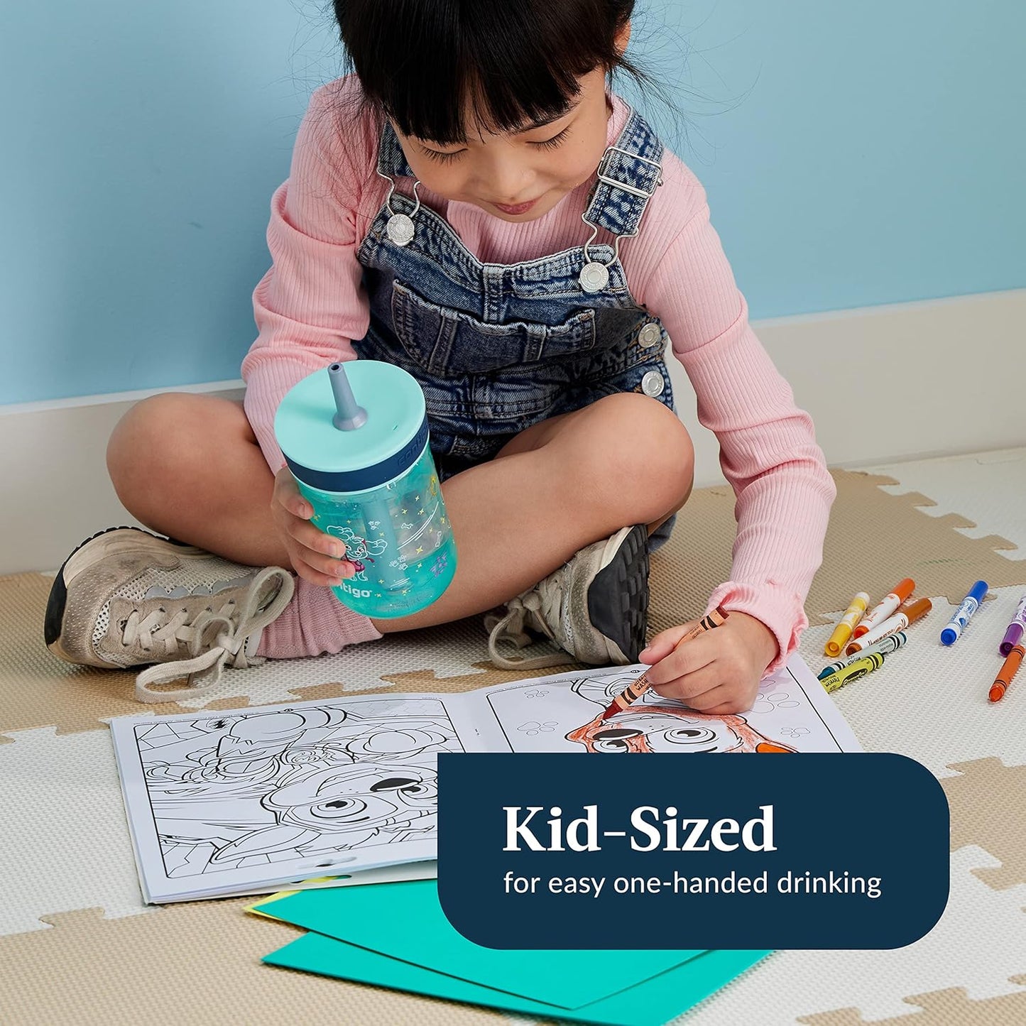 Contigo Leighton Kids Water Bottle, 2-Pack, 14oz, Paw Patrol, Spill-Proof, Dishwasher Safe Tumbler with Straw, Blue and Yellow