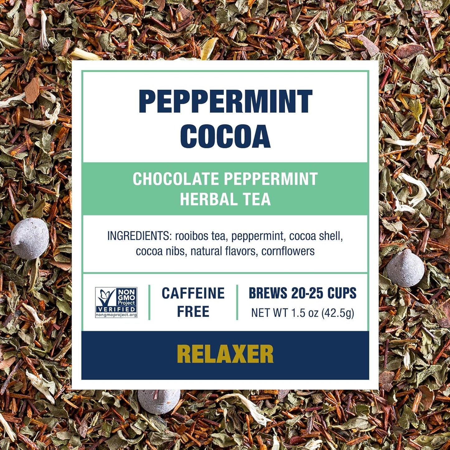 Tiesta Tea Cozy Peppermint Cocoa, Premium Loose Leaf Blends, Chocolate Peppermint Herbal Tea, Caffeine-Free, Holiday Blend, Holiday Edition, Hot or Iced Brew, Up to 25 Cups, 1.5oz Resealable Pouch