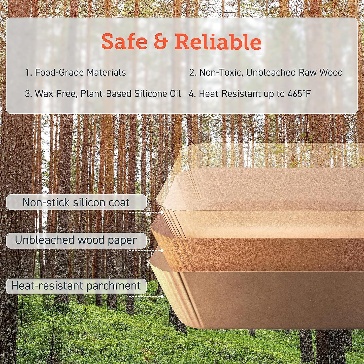 COSORI Air Fryer Liners, 100 PCS Square Disposable Paper Liners, Non-Stick Silicone Oil Coating, Little to No Cleaning, 7.9" Unbleached Food Grade, Resistant to 465°F, Thickened Not Easy to Break